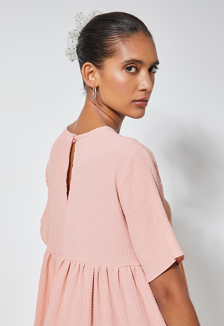 Superbalist - Textured knit volume tiered dress - pink