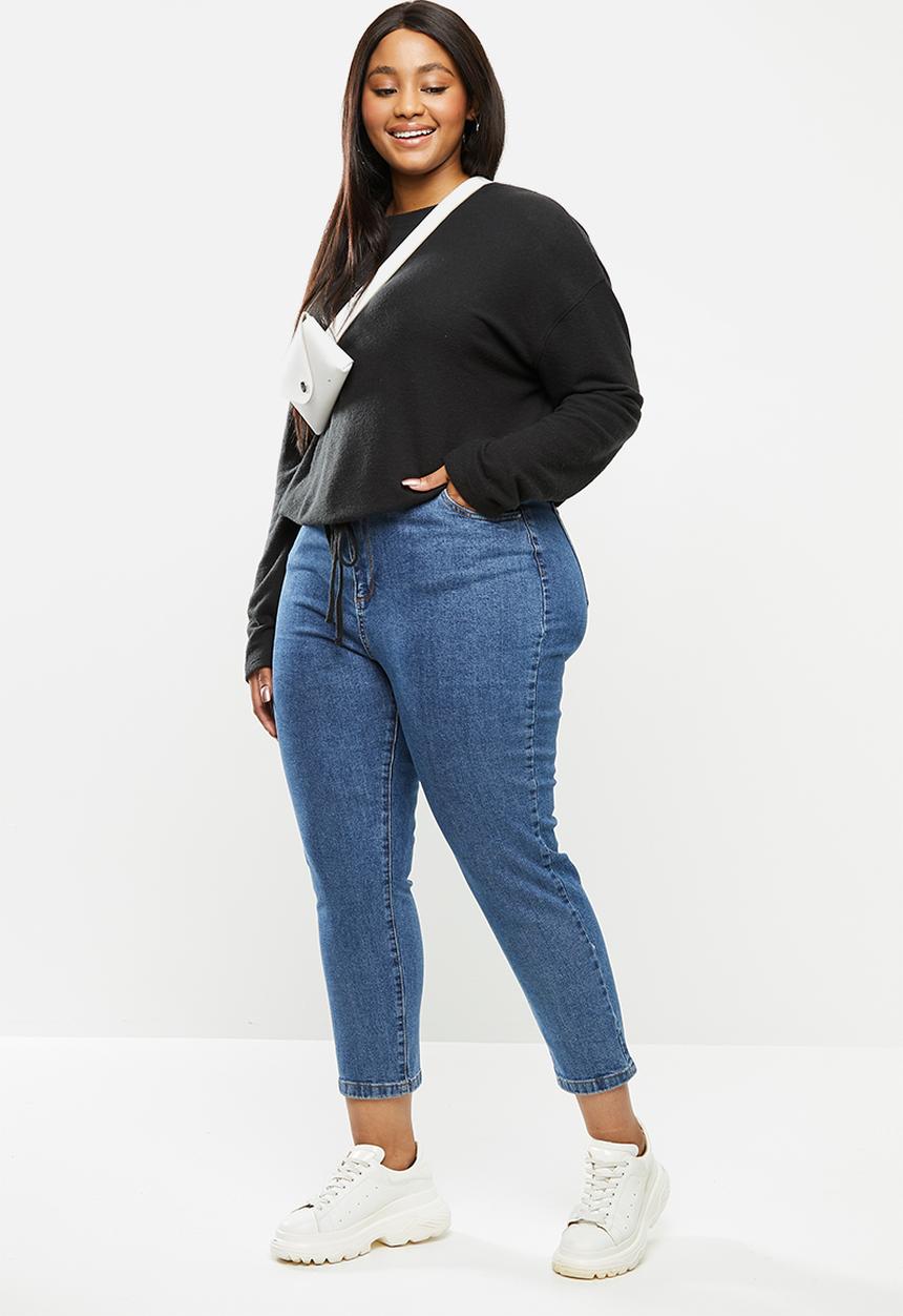 Cotton On - Curve super soft draw cord crew - washed black