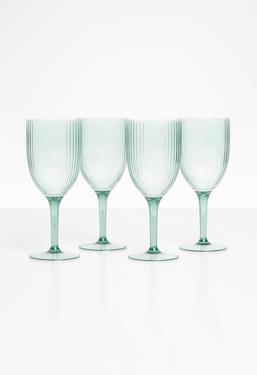 Excellent Houseware - Ridge wine glass set of 4 - blue