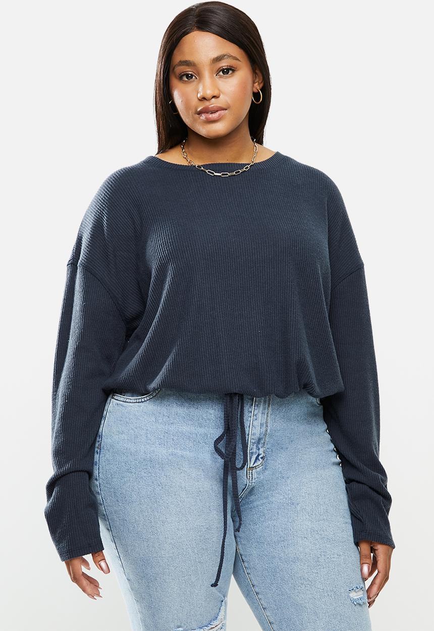 Cotton On - Curve super soft draw cord crew - blue