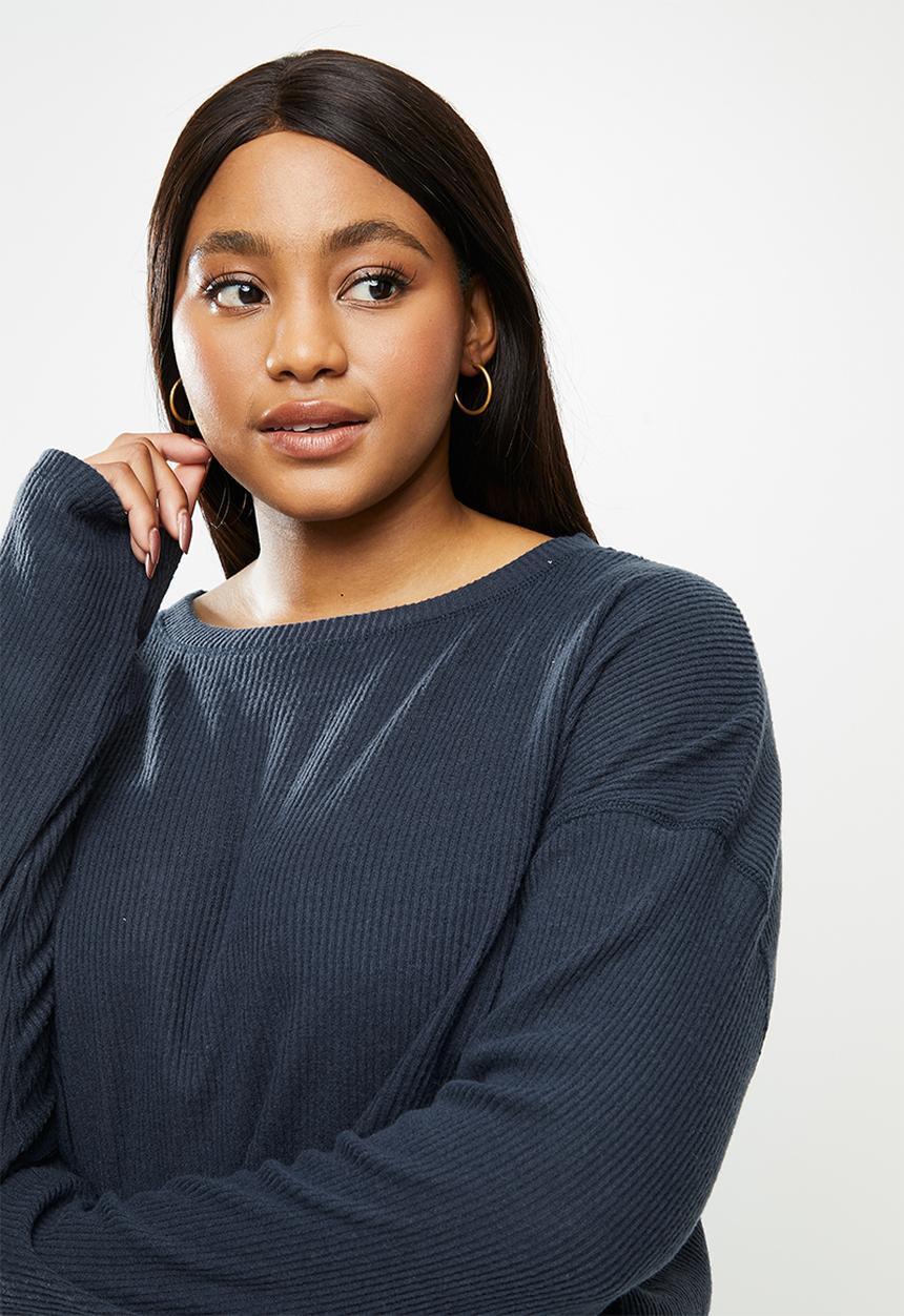Cotton On - Curve super soft draw cord crew - blue
