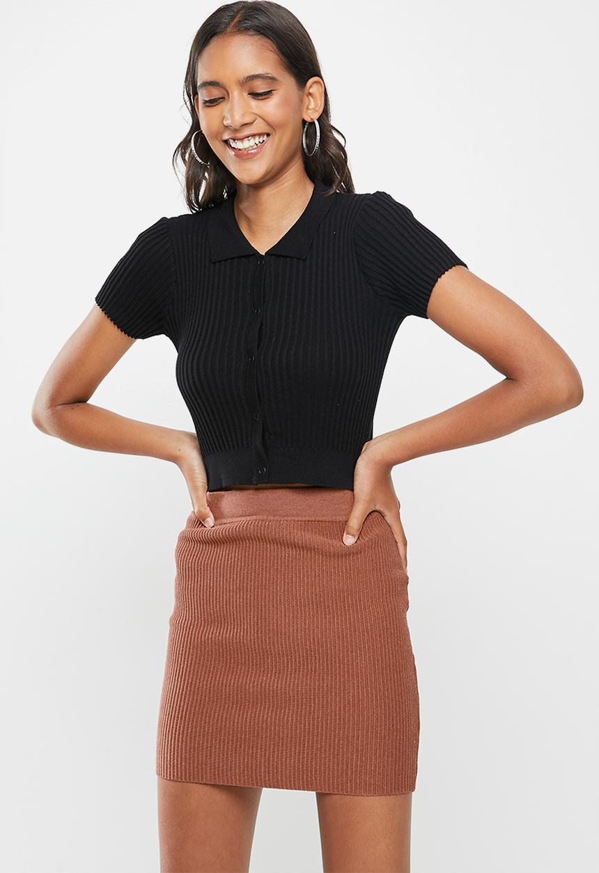 Cotton On - Button me up rib polo - black