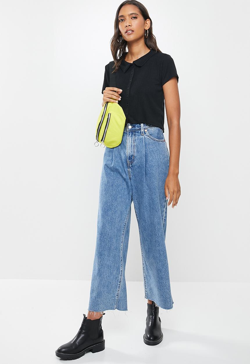 Cotton On - Amy polo short sleeve tee - black