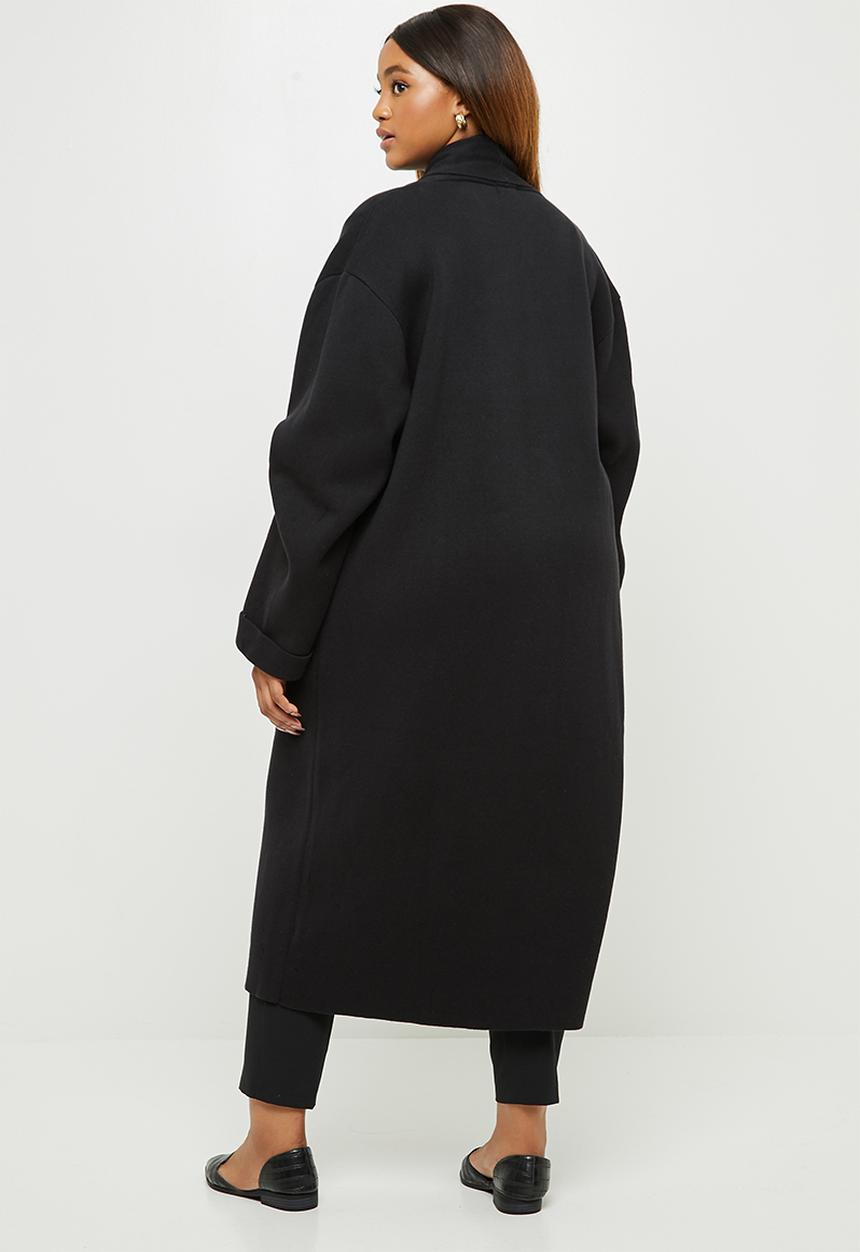 edit Plus - Collar knit cardigan - black