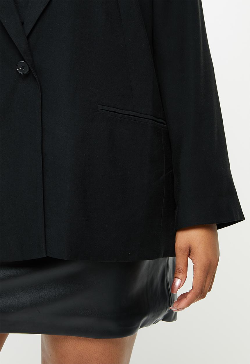 Cotton On - Curve slouchy dad blazer - black