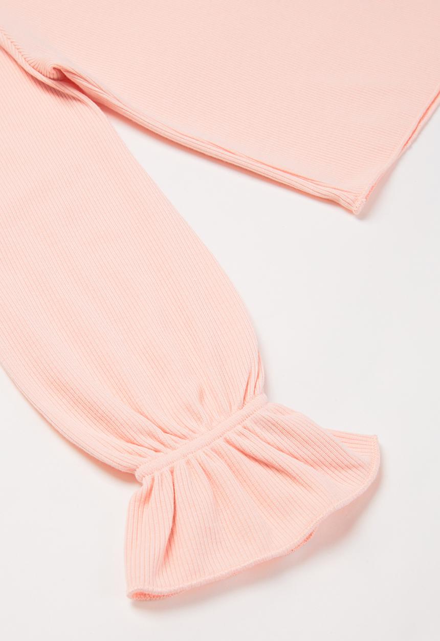 Superbalist - Girls rib elasticated frill cuff tee - pink