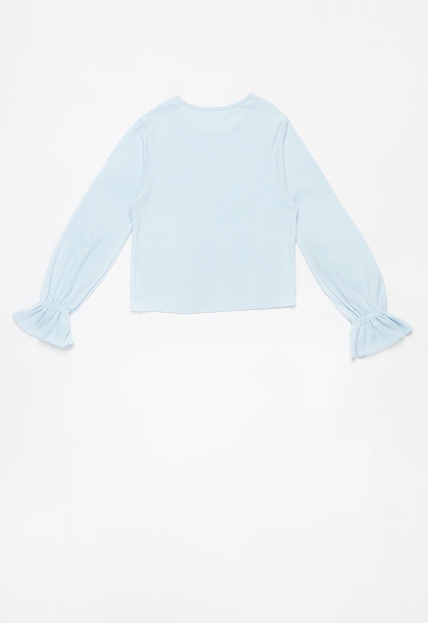 Superbalist - Girls rib elasticated frill cuff tee - blue