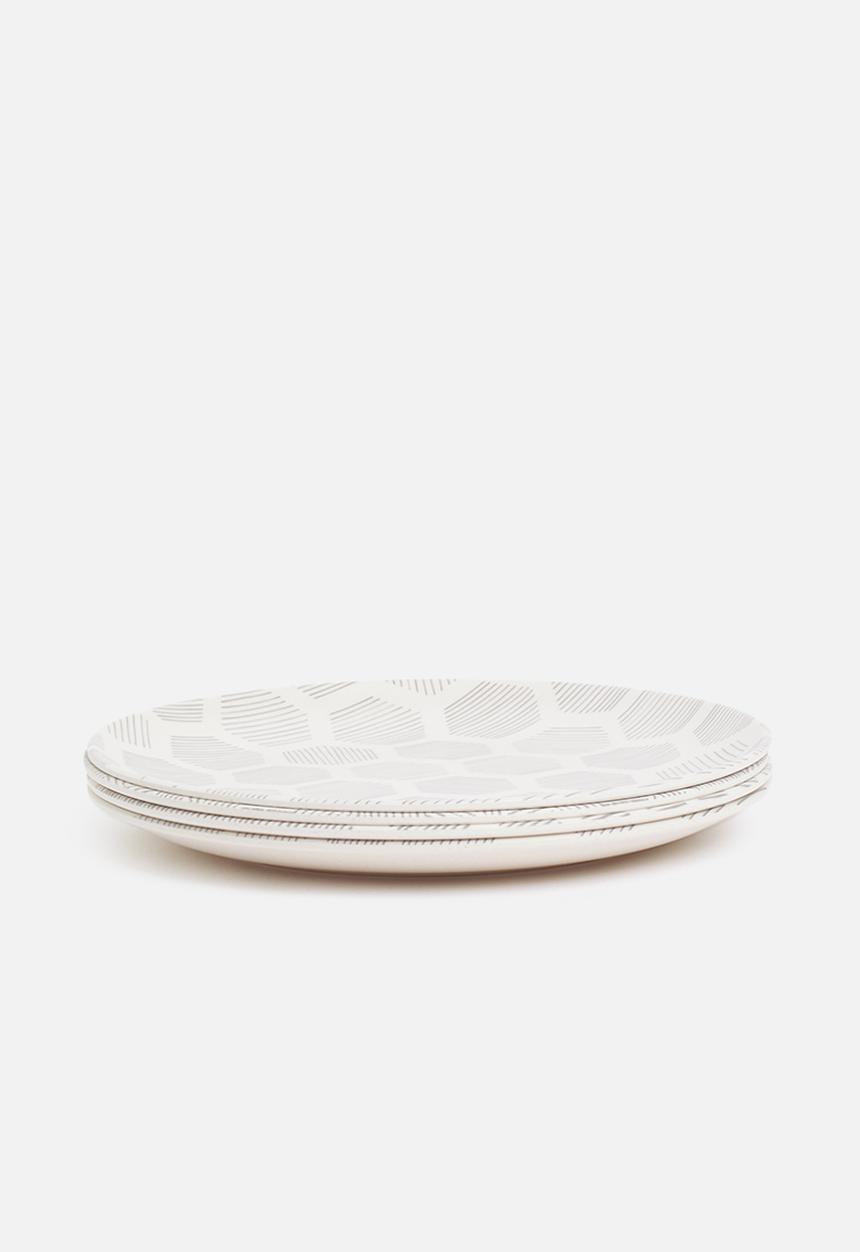 Excellent Houseware - Splice bamboo plate set of 4 - grey & white