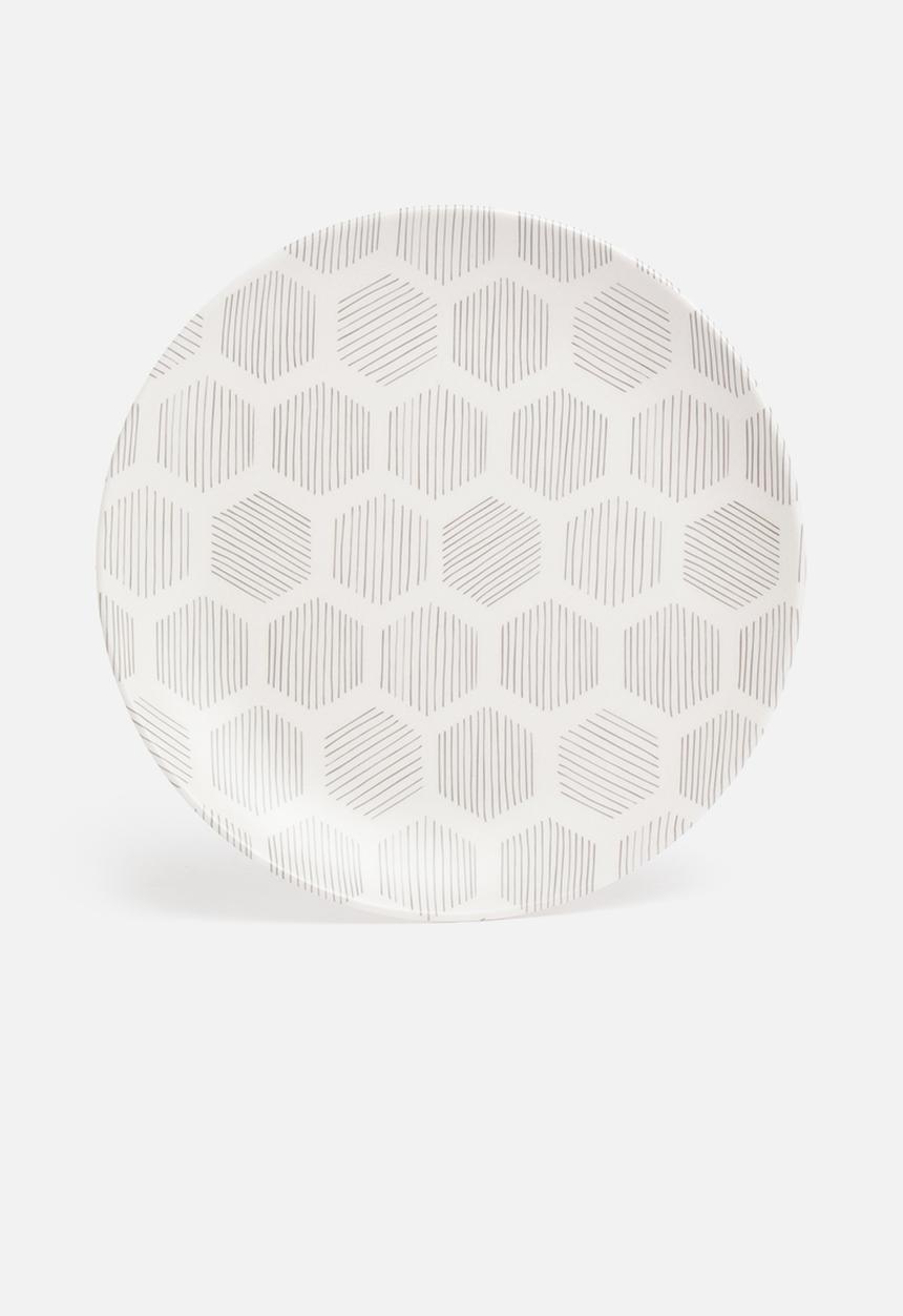 Excellent Houseware - Splice bamboo plate set of 4 - grey & white