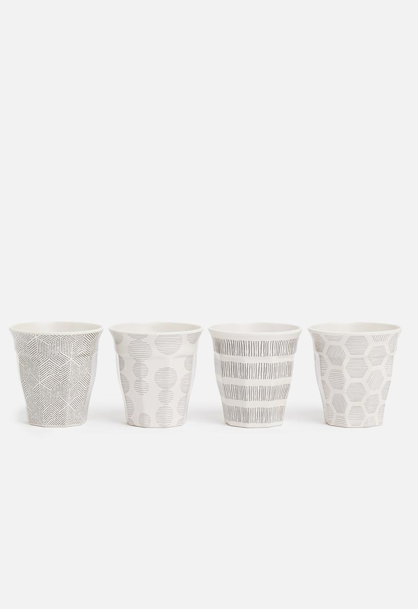 Excellent Houseware - Splice bamboo cup set of 4 - grey & white