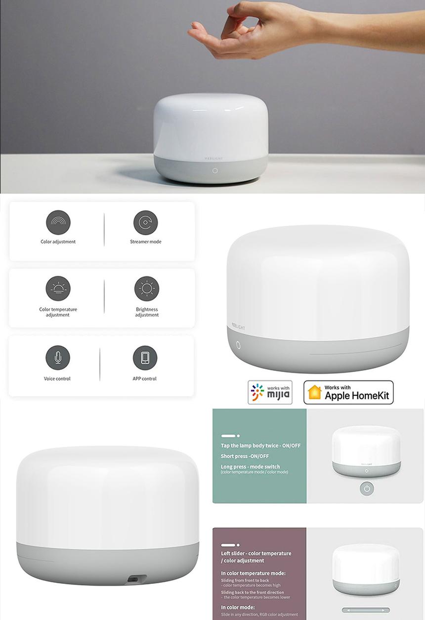 Yeelight - LED Bedside Lamp d2 - RGB Coloured Smart Light