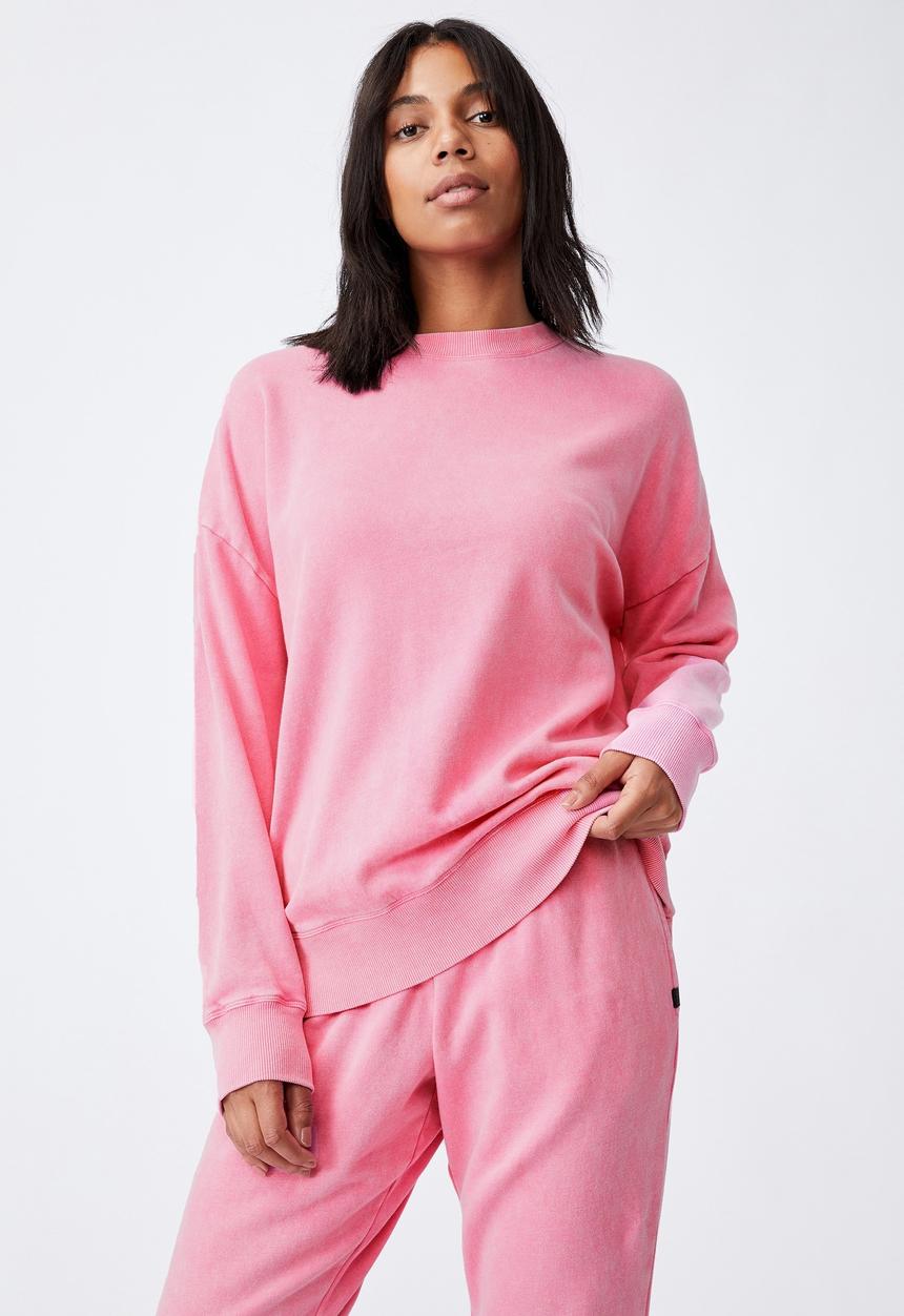 Cotton On - Lifestyle long sleeve crew top - aurora pink wash