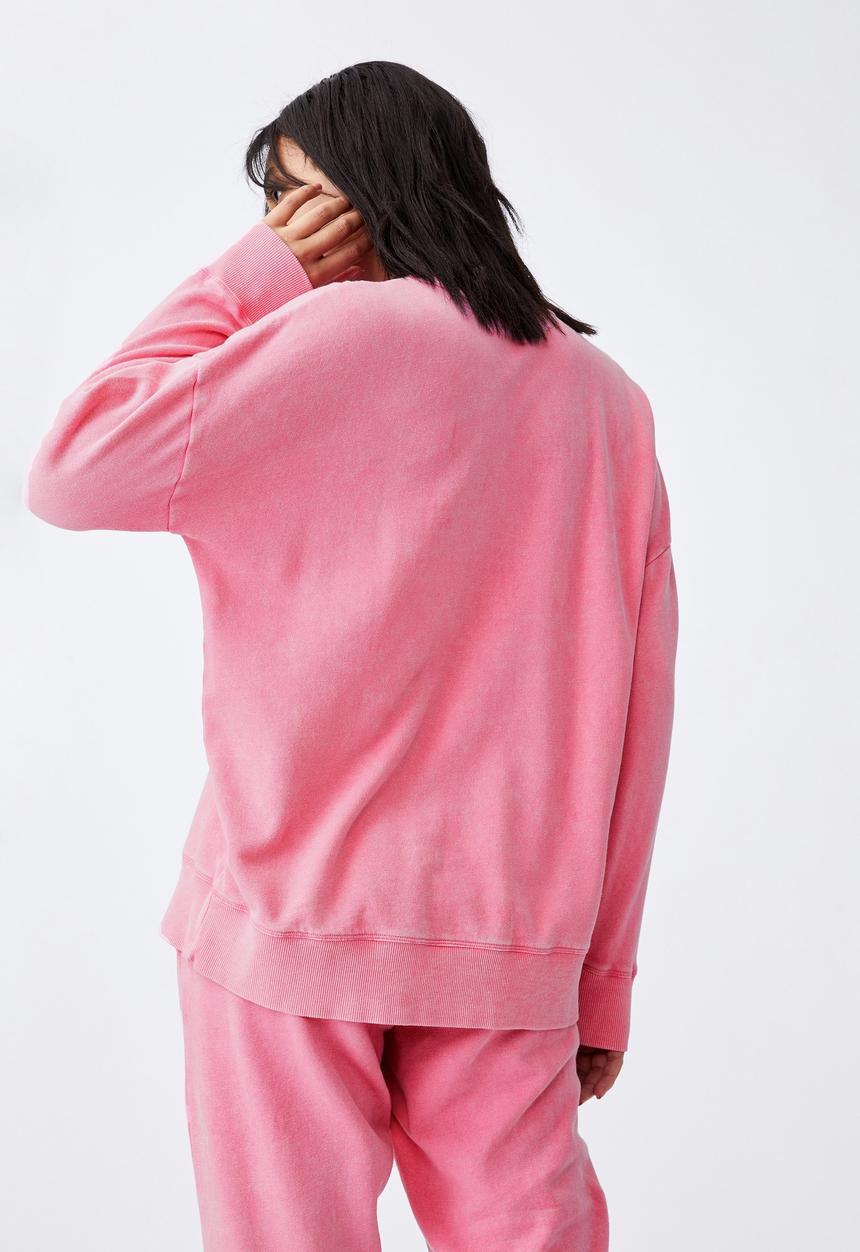 Cotton On - Lifestyle long sleeve crew top - aurora pink wash