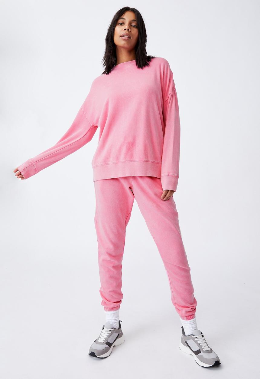 Cotton On - Lifestyle long sleeve crew top - aurora pink wash