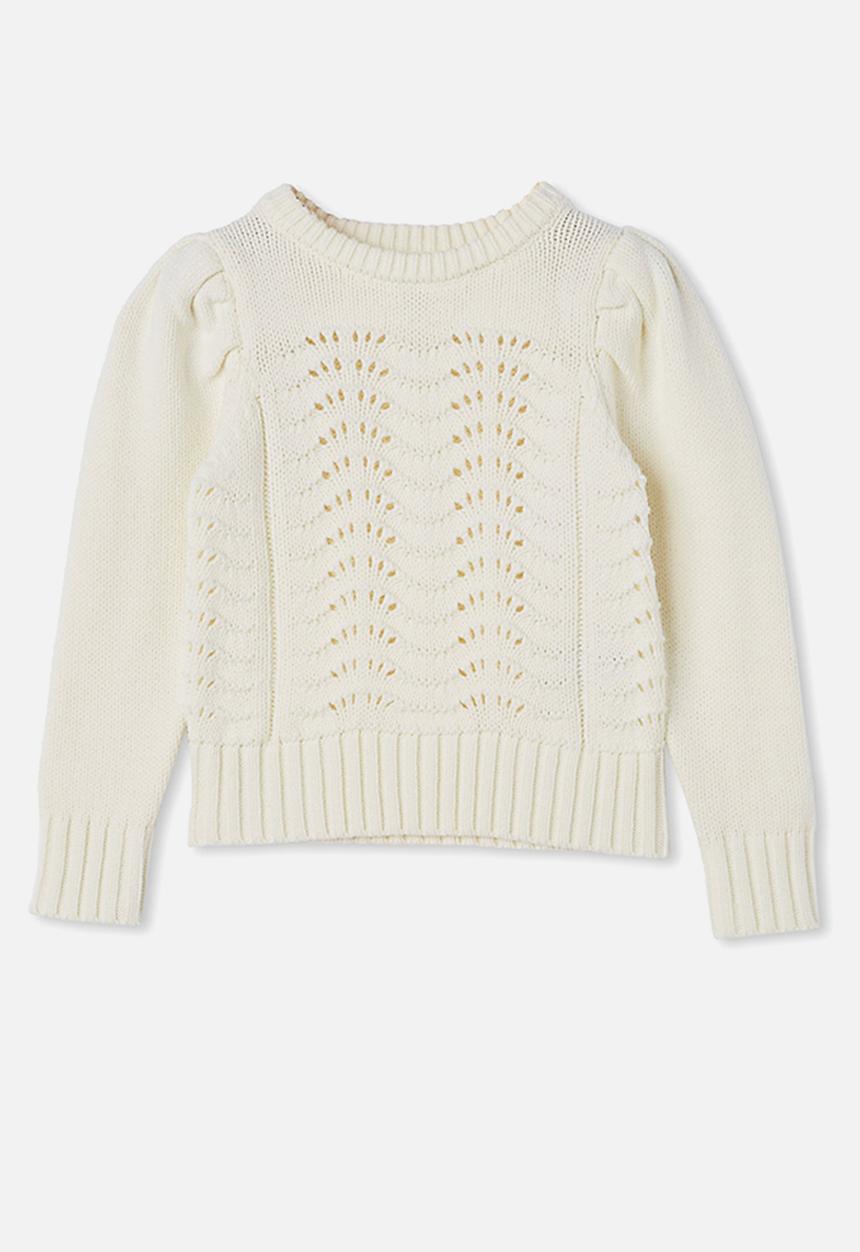 Cotton On - Darby puff sleeve knit jumper - white
