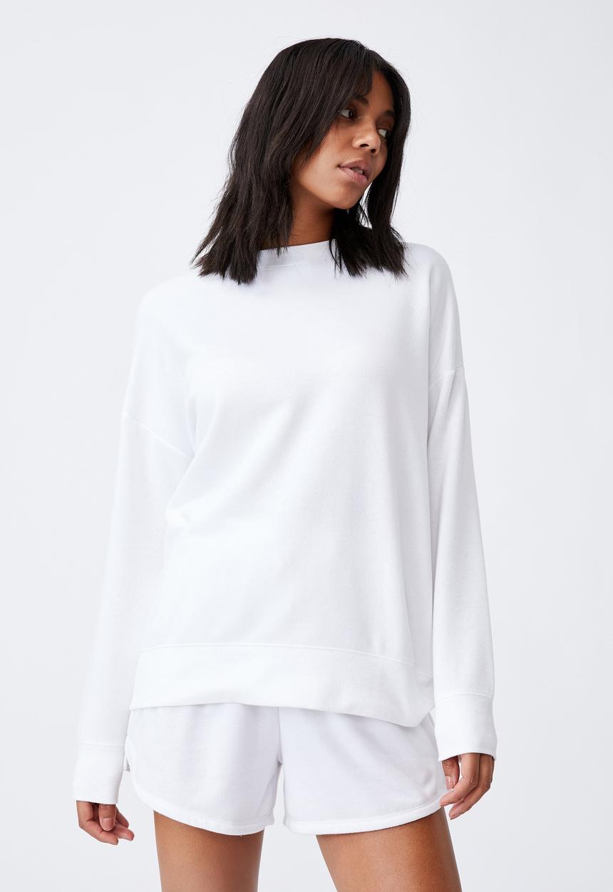 Cotton On - Lifestyle long sleeve crew top - white