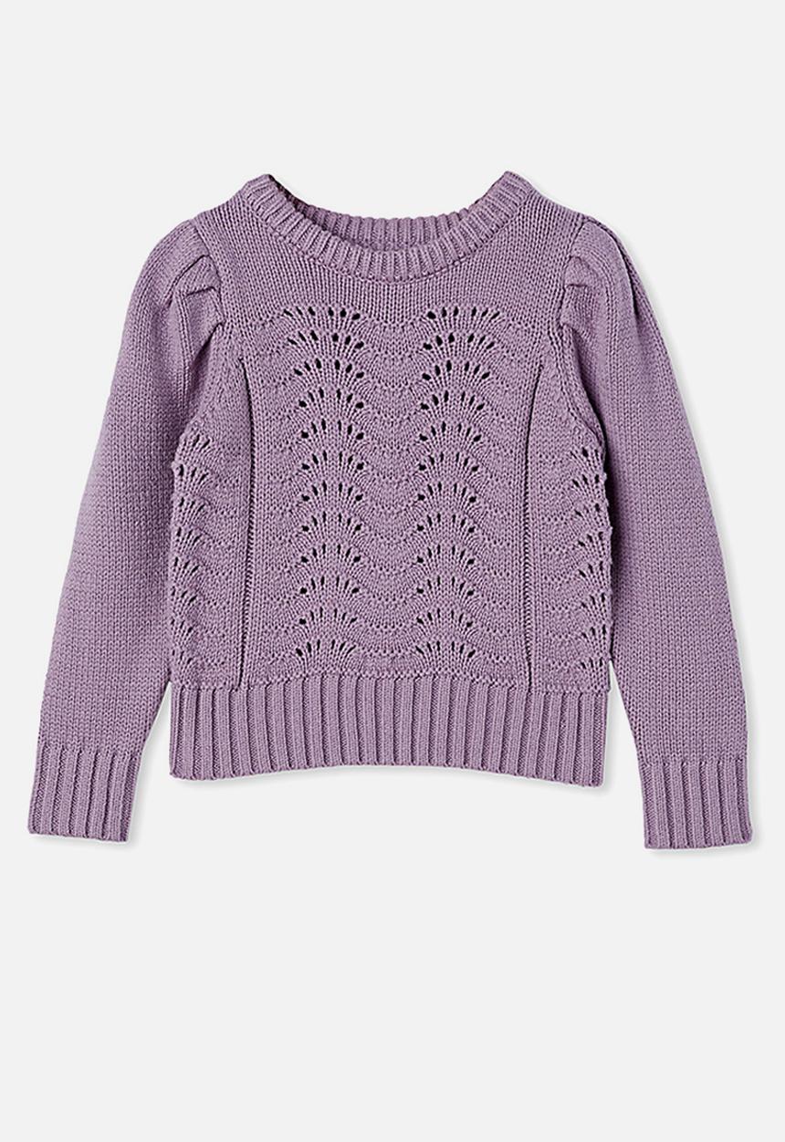 Cotton On - Darby puff sleeve knit jumper - purple