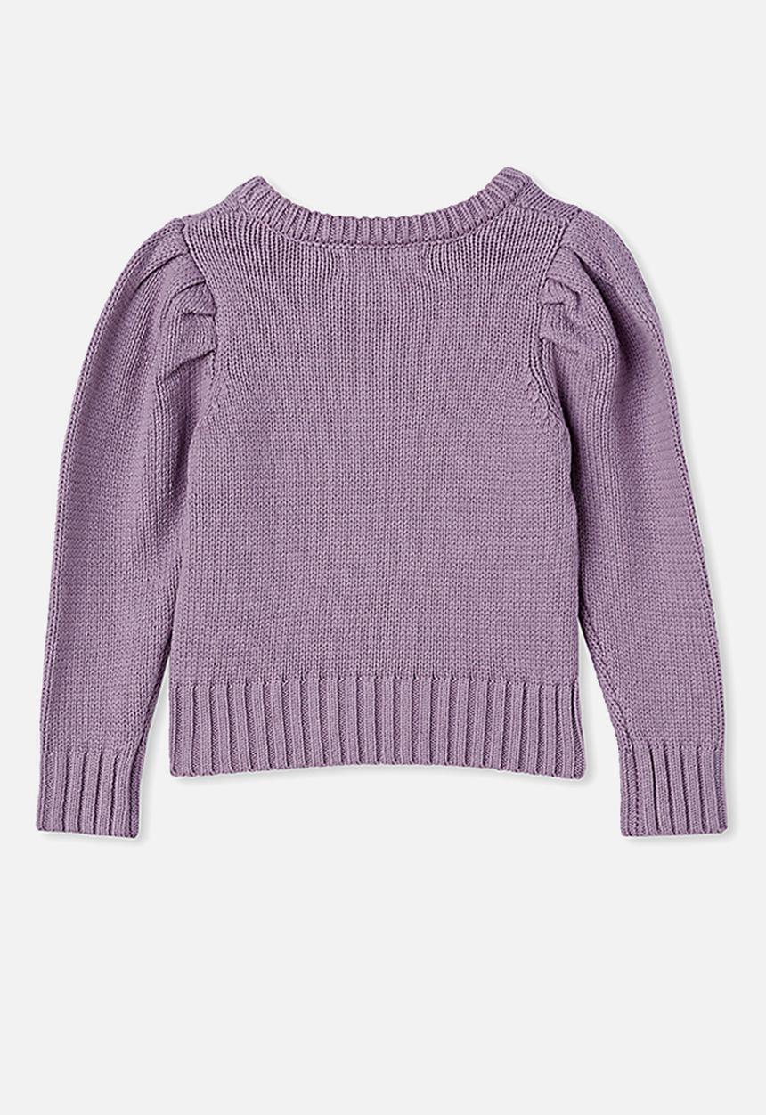Cotton On - Darby puff sleeve knit jumper - purple