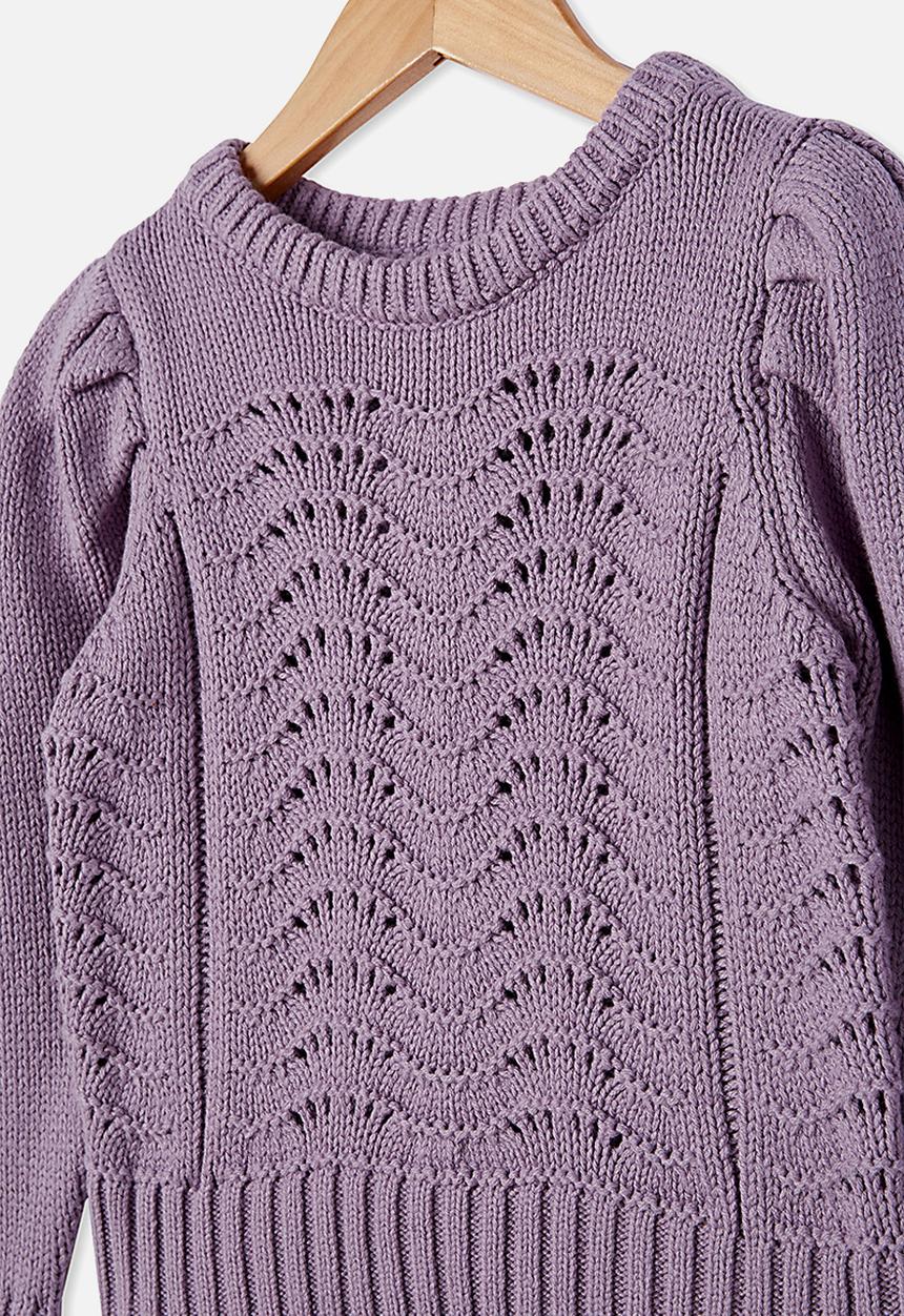 Cotton On - Darby puff sleeve knit jumper - purple
