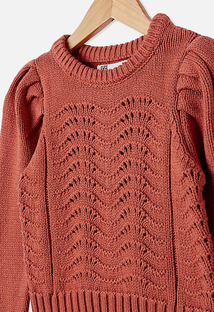 Cotton On - Darby puff sleeve knit jumper - rust