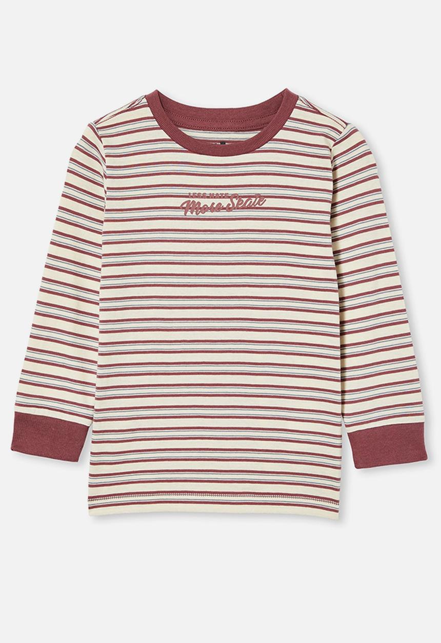 Cotton On - Tom long sleeve tee - neutral & burgundy 