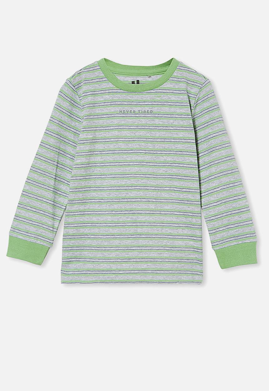 Cotton On - Tom long sleeve tee - green & grey 