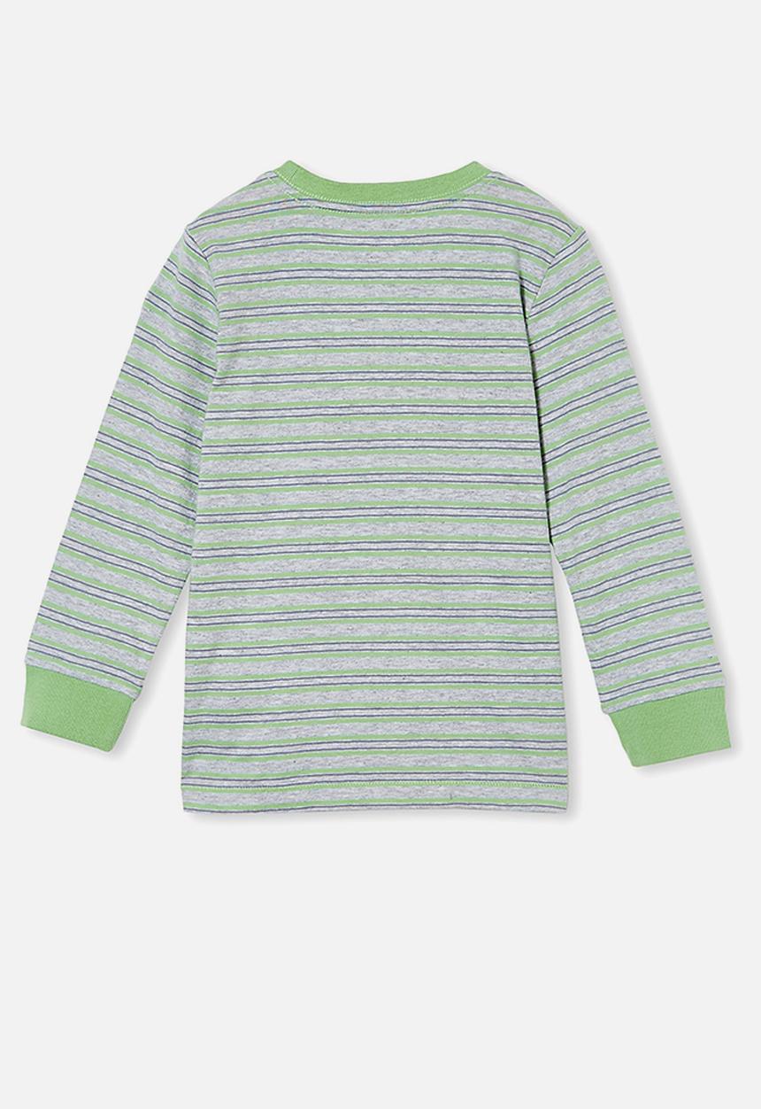 Cotton On - Tom long sleeve tee - green & grey 
