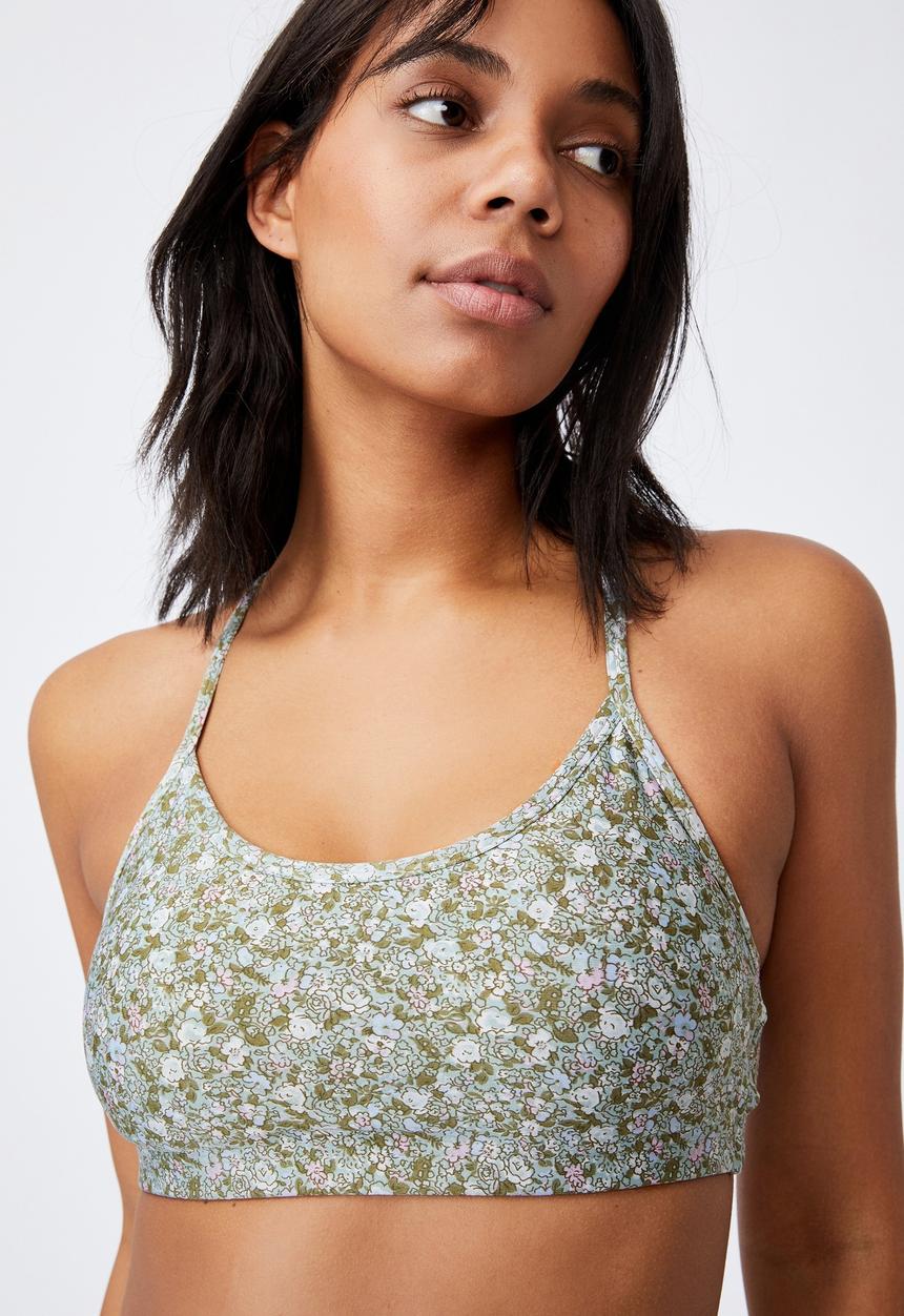Cotton On - Workout yoga crop - wild ditsy oregano