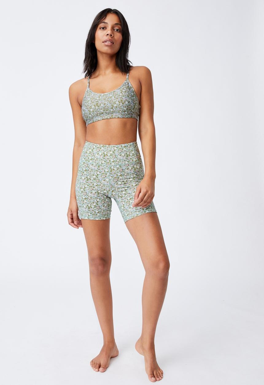 Cotton On - Workout yoga crop - wild ditsy oregano