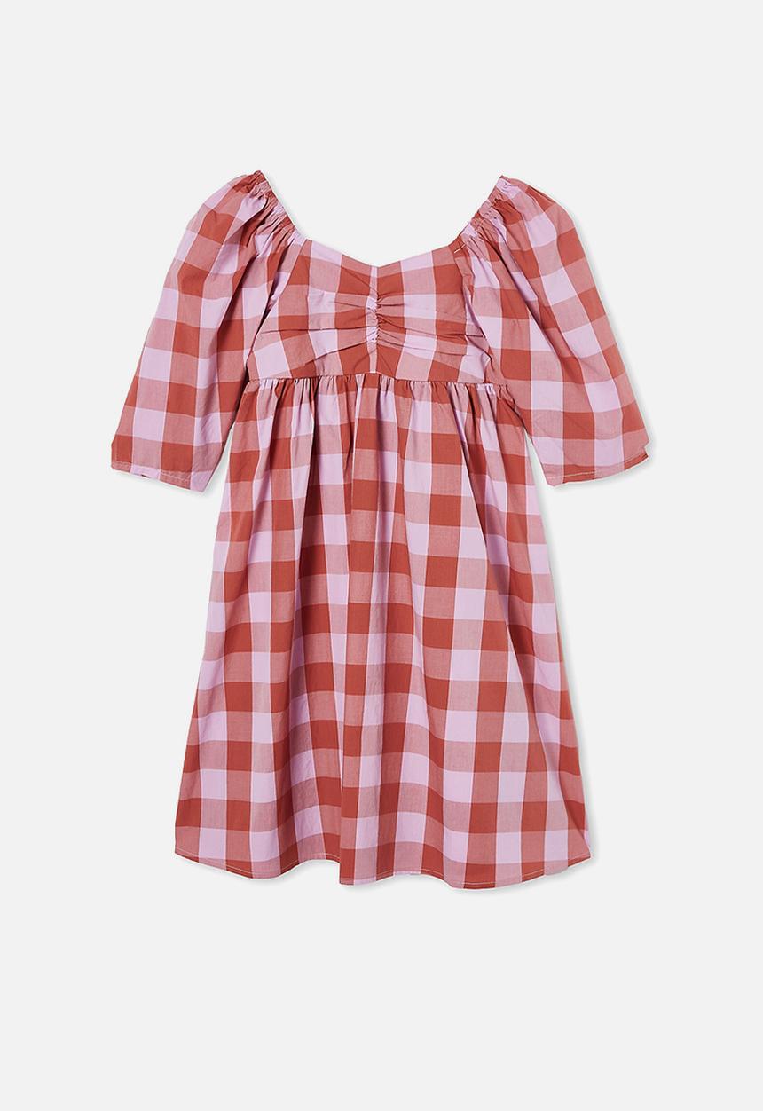 Free by Cotton On - Juniper short sleeve dress - chutney gingham