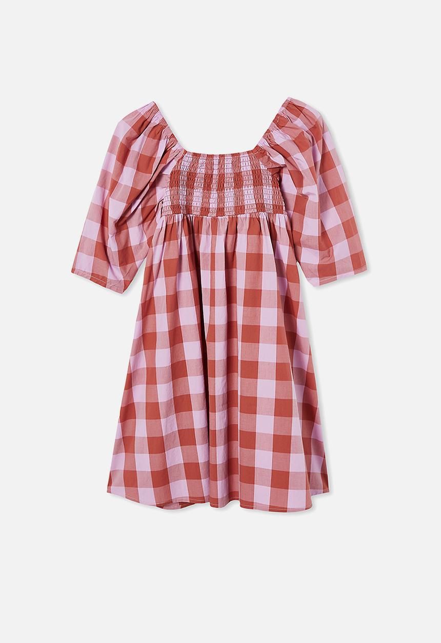 Free by Cotton On - Juniper short sleeve dress - chutney gingham