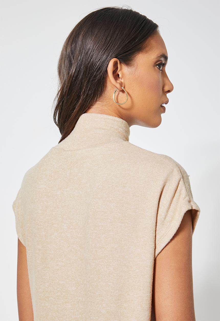 Superbalist - Cut & sew sleeveless poloneck top - beige 