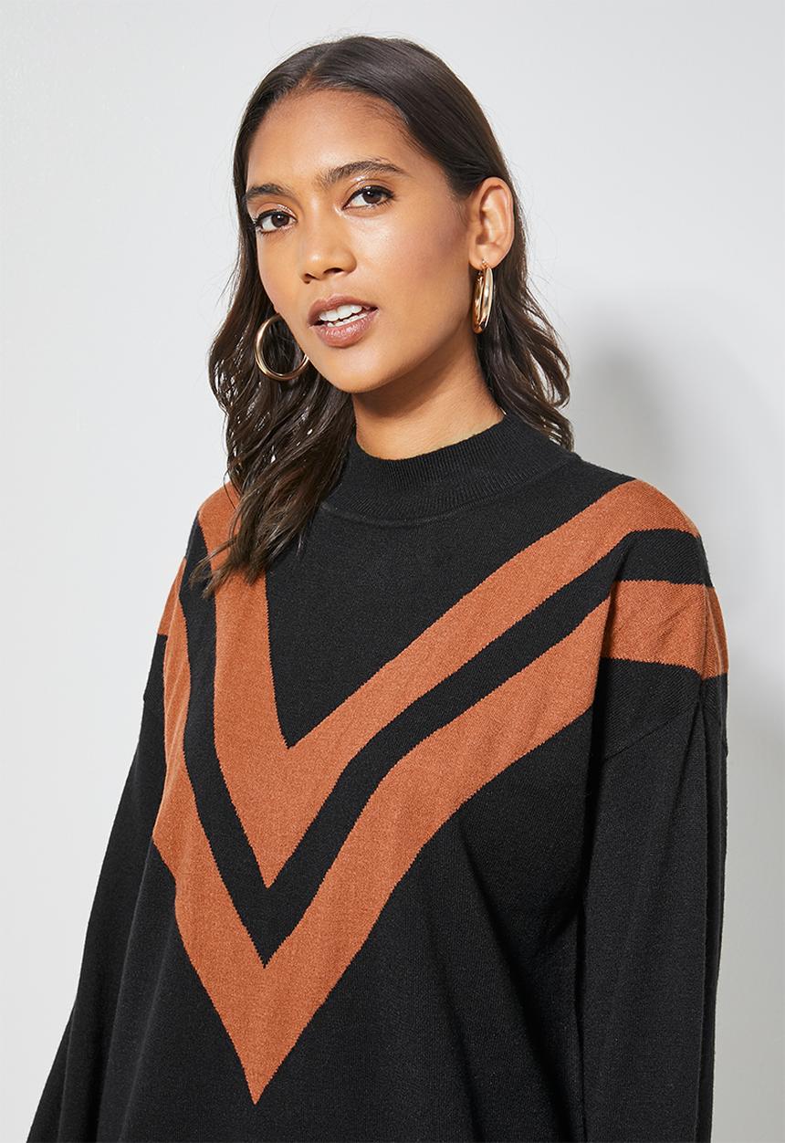 Superbalist - Chevron jumper - black & rust