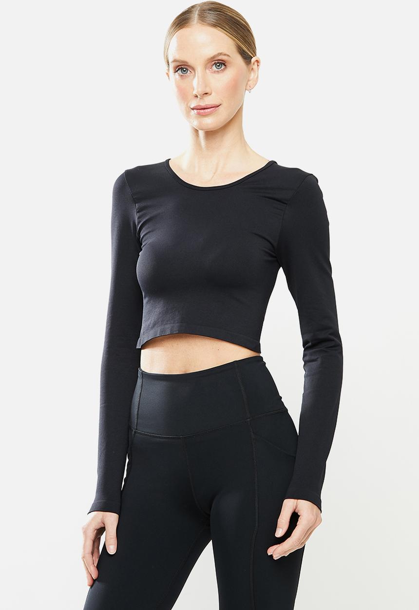 Cotton On - Lifestyle seamless open back long sleeve top - black