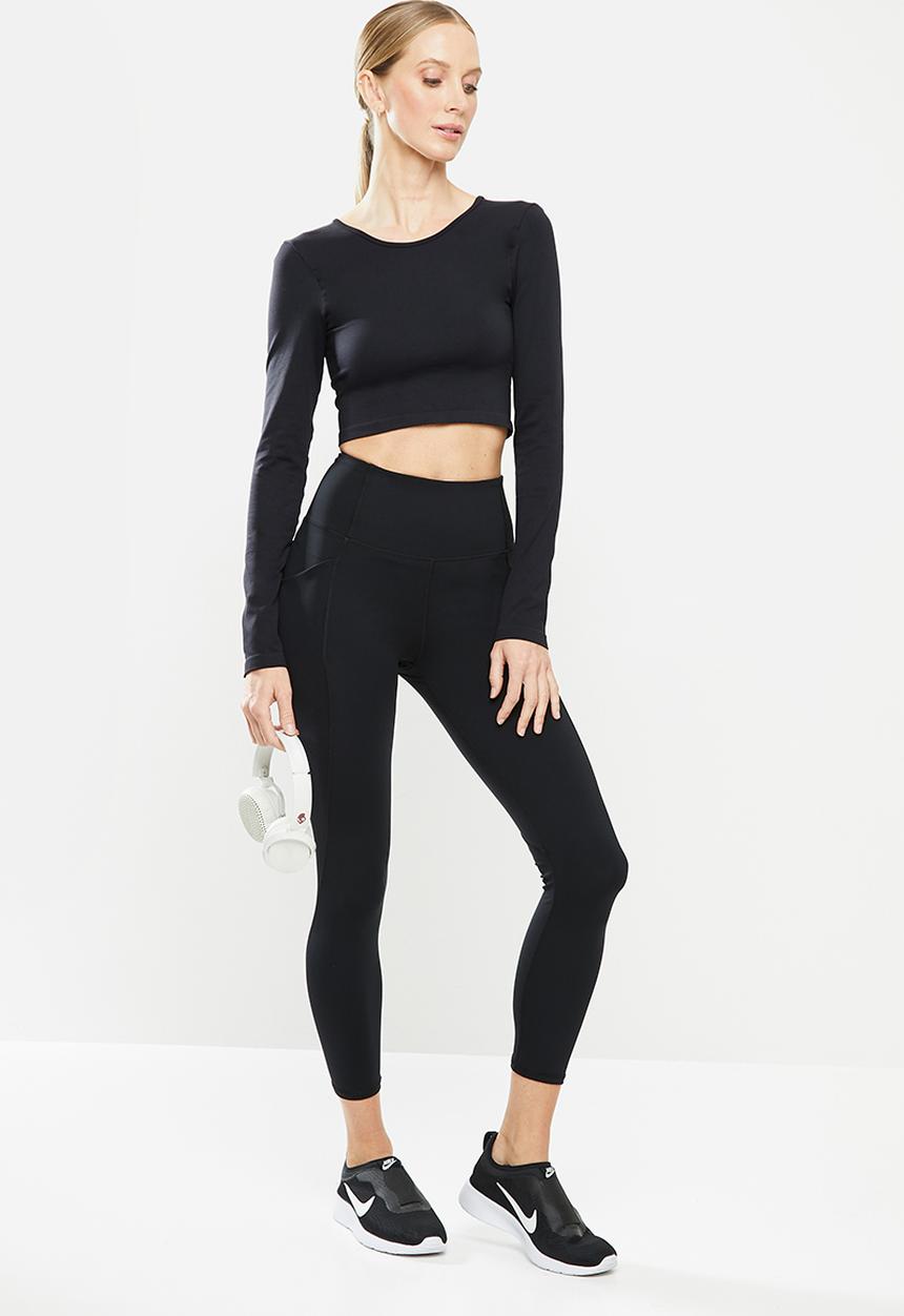 Cotton On - Lifestyle seamless open back long sleeve top - black