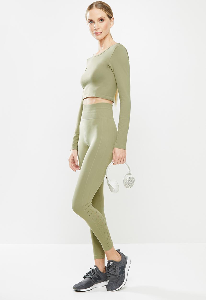 Cotton On - Lifestyle seamless open back long sleeve top - olive