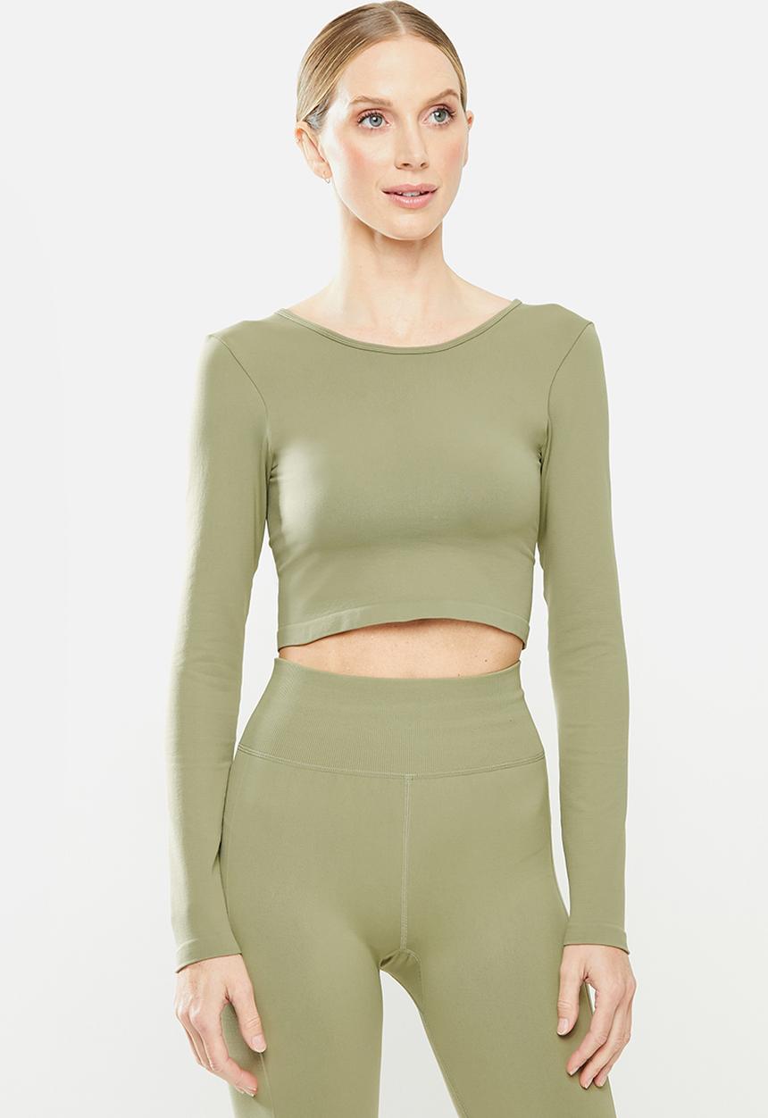 Cotton On - Lifestyle seamless open back long sleeve top - olive