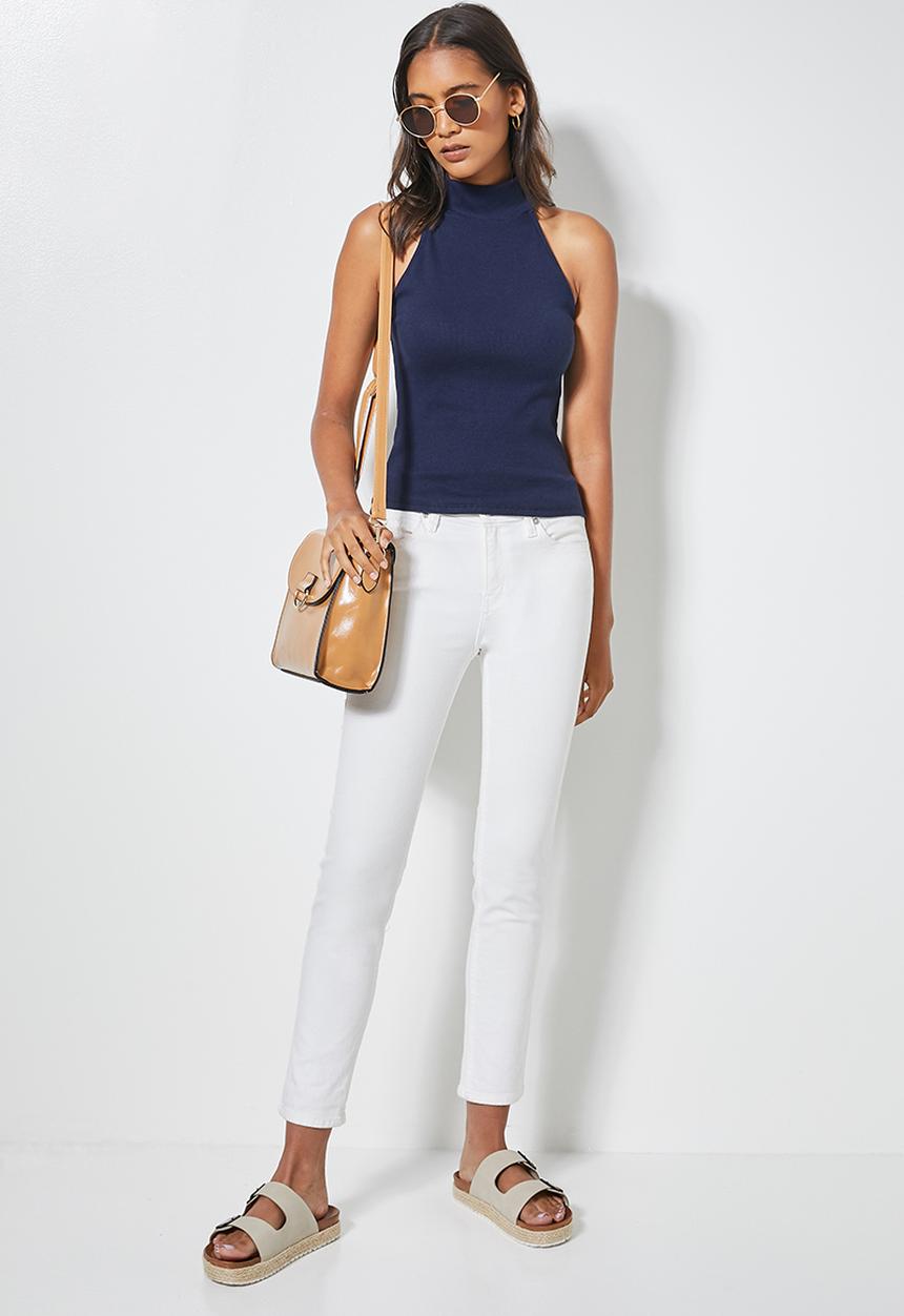 Superbalist - Single rib poloneck cutaway top - dark blue
