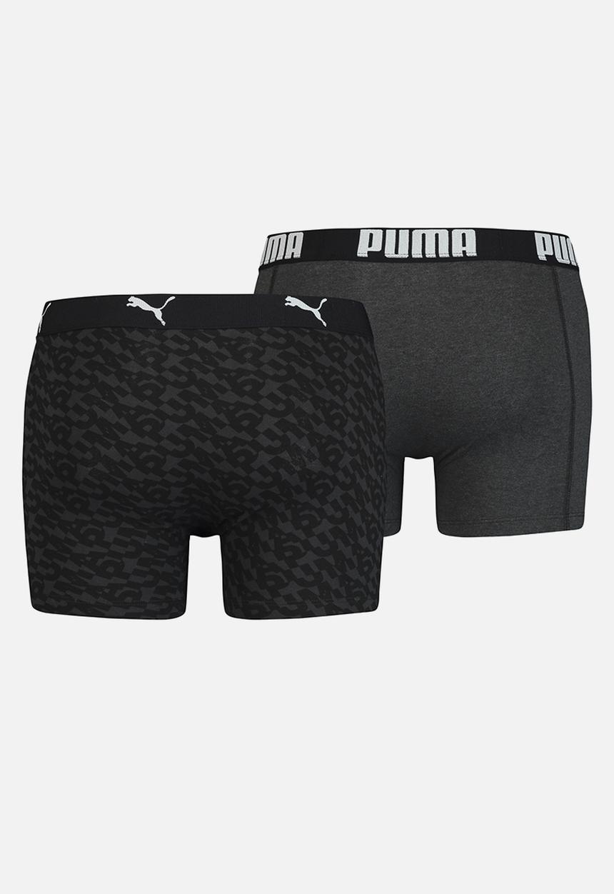 PUMA - Puma logo all over print boxer 2 pack - black & grey 