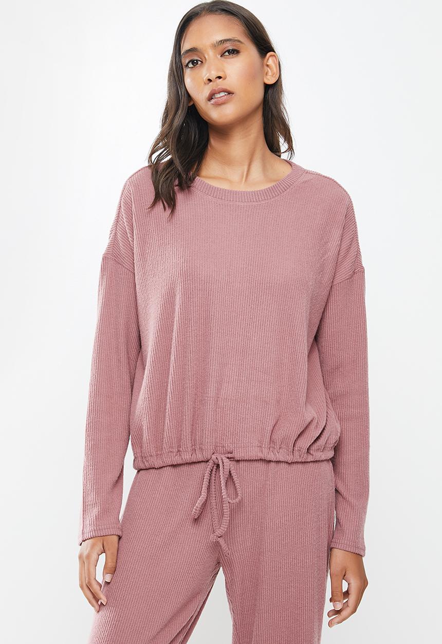 Cotton On - Super soft draw cord crew - pink