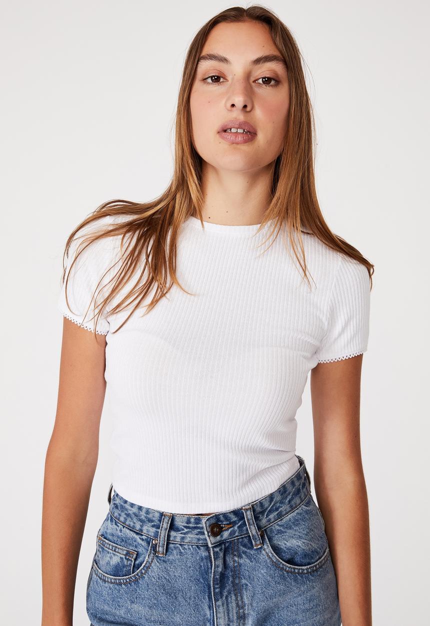 Cotton On - The reggie trim tee - white