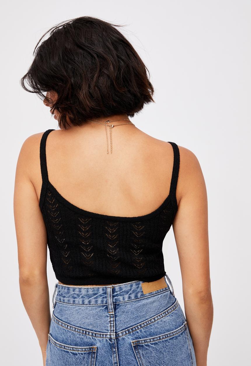 Cotton On - Partners in pointelle cami - black