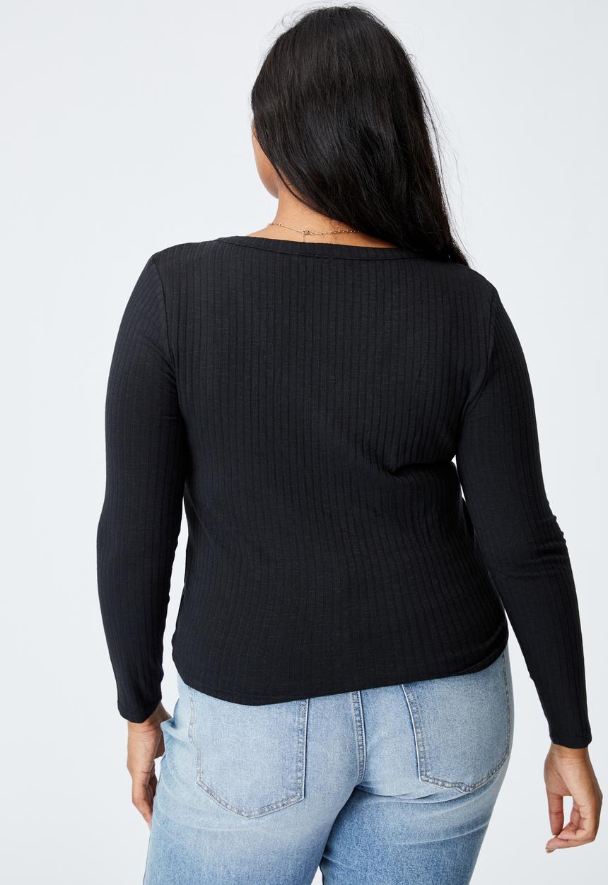 Cotton On - Curve renee long sleeve cardi - black