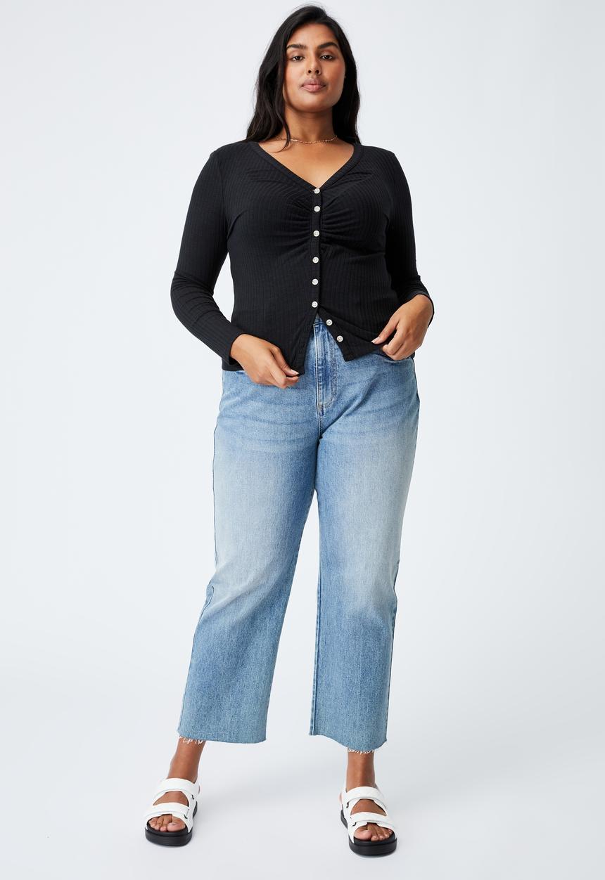 Cotton On - Curve renee long sleeve cardi - black