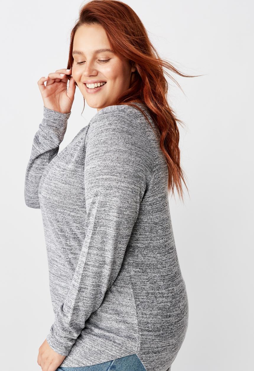 Cotton On - Curve karly long sleeve top - greys twist