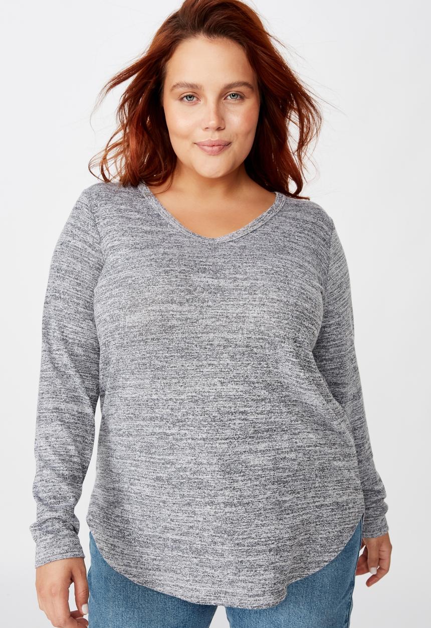 Cotton On - Curve karly long sleeve top - greys twist