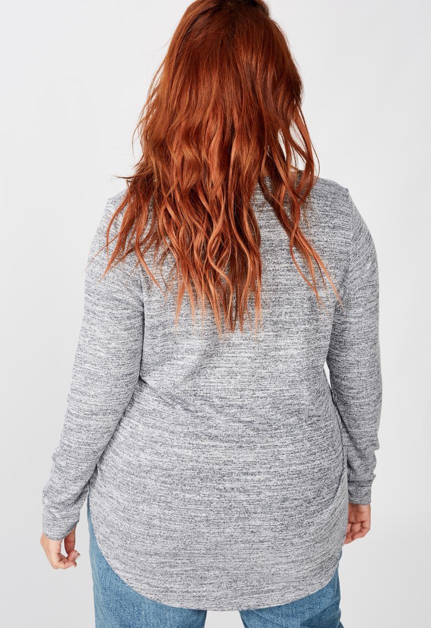 Cotton On - Curve karly long sleeve top - greys twist