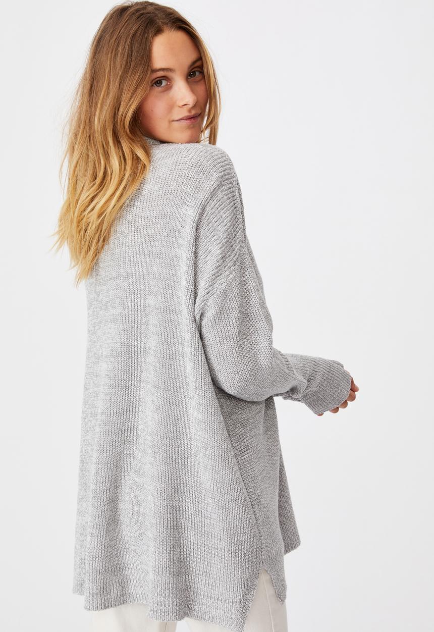 Cotton On - Cotton boyfriend cardigan - light grey white twist