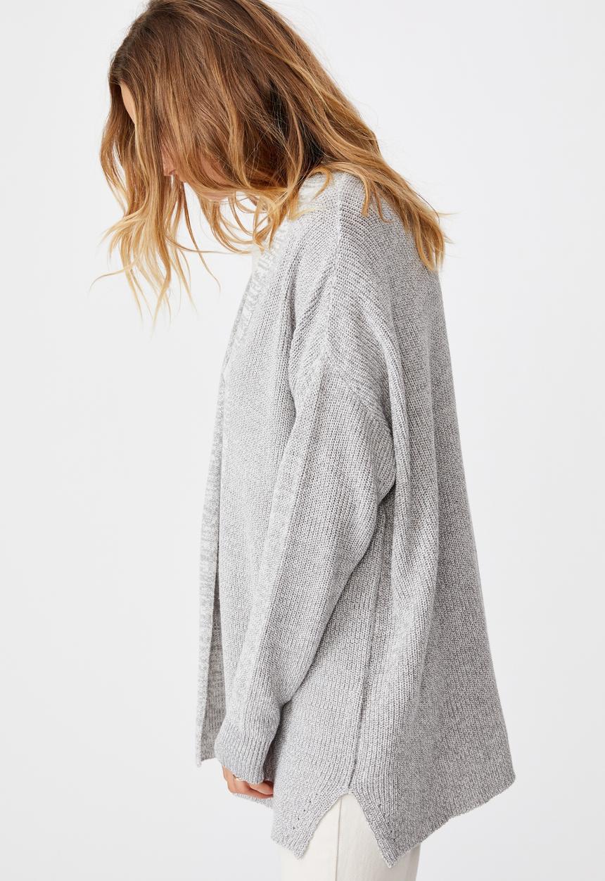 Cotton On - Cotton boyfriend cardigan - light grey white twist