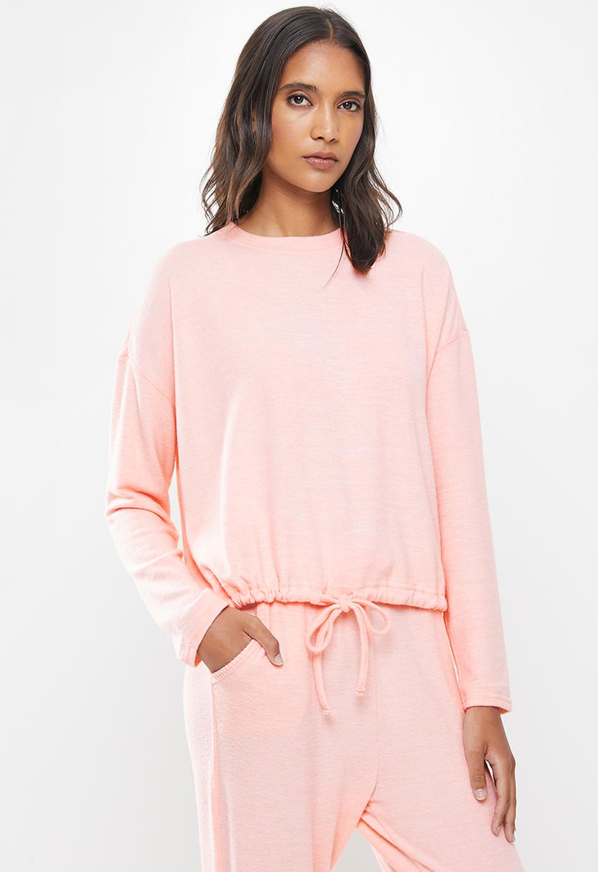 Cotton On - Super soft draw cord crew - pink